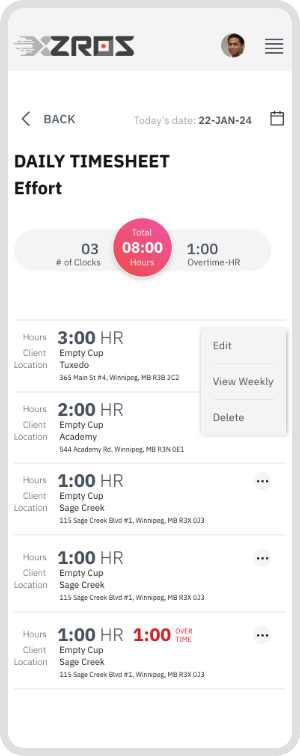 THOR - Daily timesheet